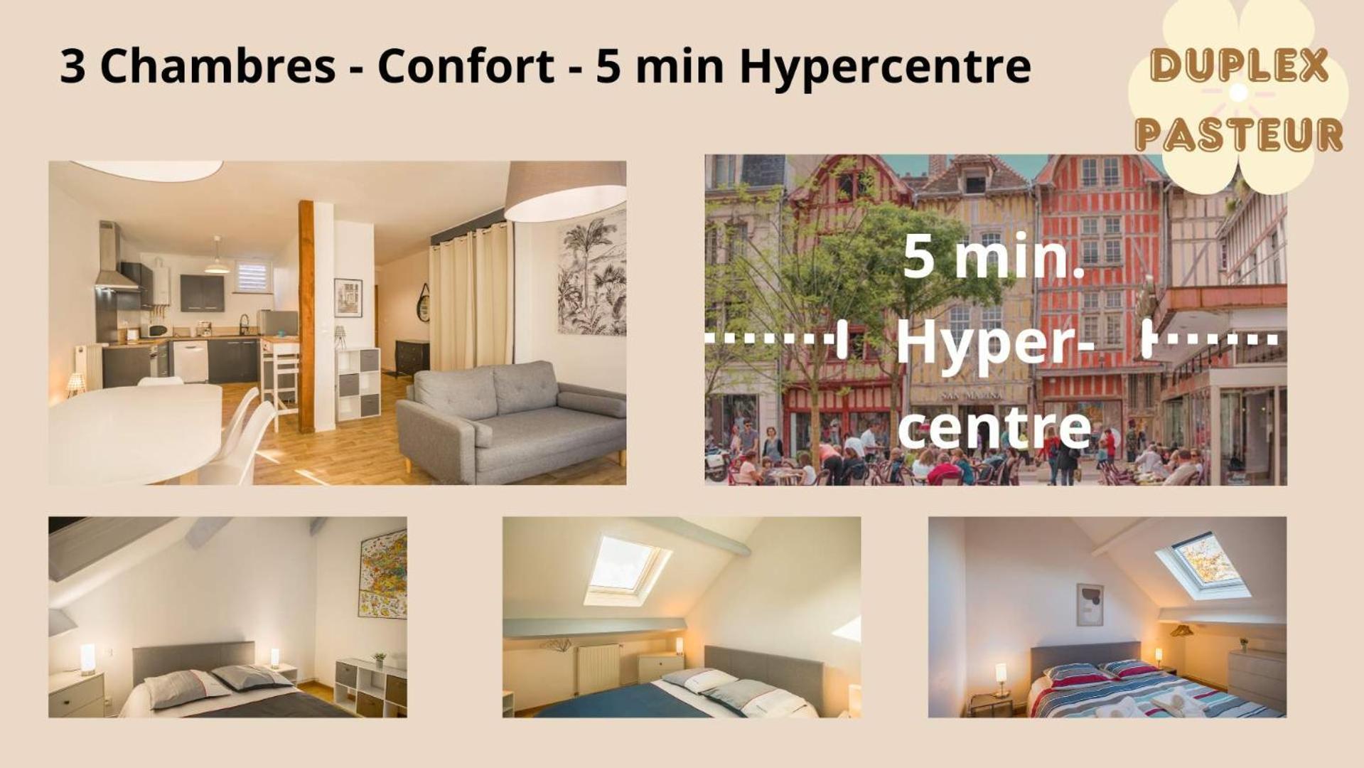 Le Duplex Pasteur - 5 Min Hypercentre - Ideal Groupe - Parking Gratuit Troyes Eksteriør billede